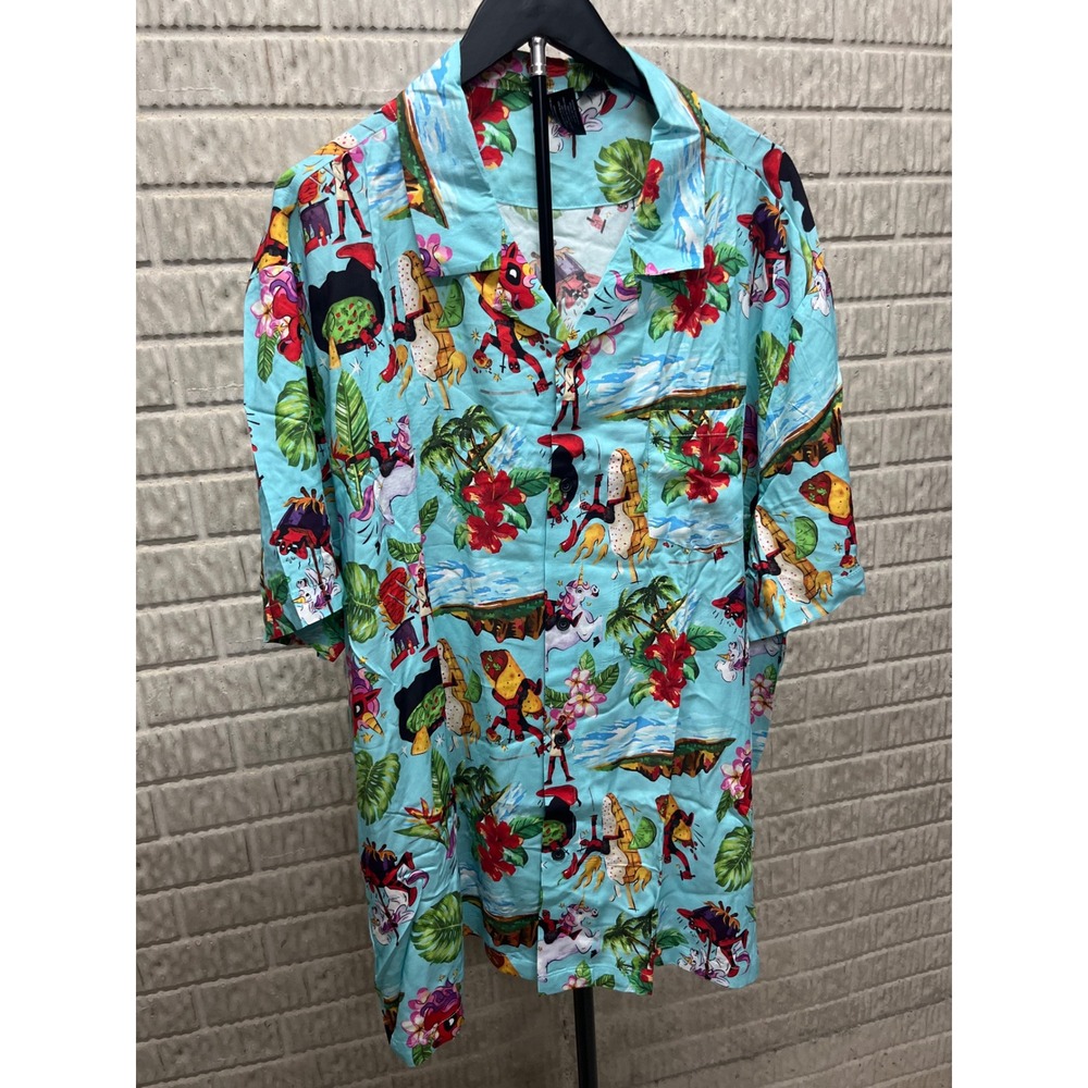 Humor Deadpool Marvel Tropical Hawaiian Shirt Mens 3XL Light Blue GTMVDP11WMSB